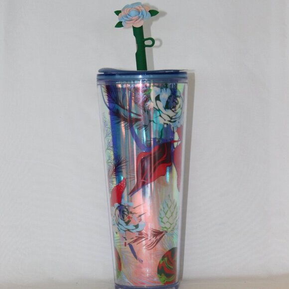 Starbucks Holiday Christmas 2023 Venti Tumbler Cup Reuseable Flower Straw NWT - Picture 1 of 8